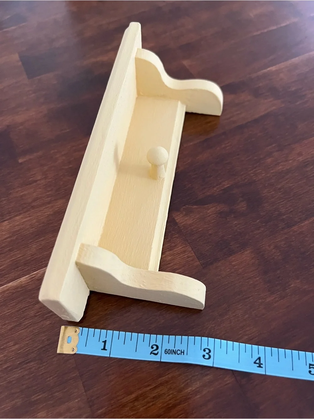 Butter Yellow Small Wooden Wall Shelf/Hook